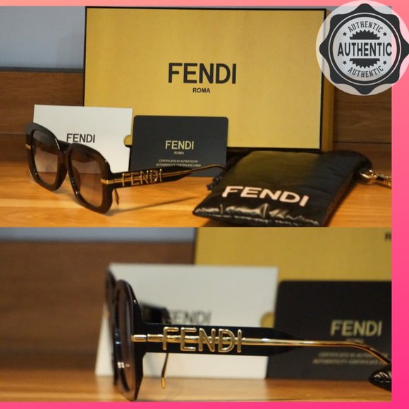 New FENDI FE40065I Fendigraphy Sunglasses Black / Gold